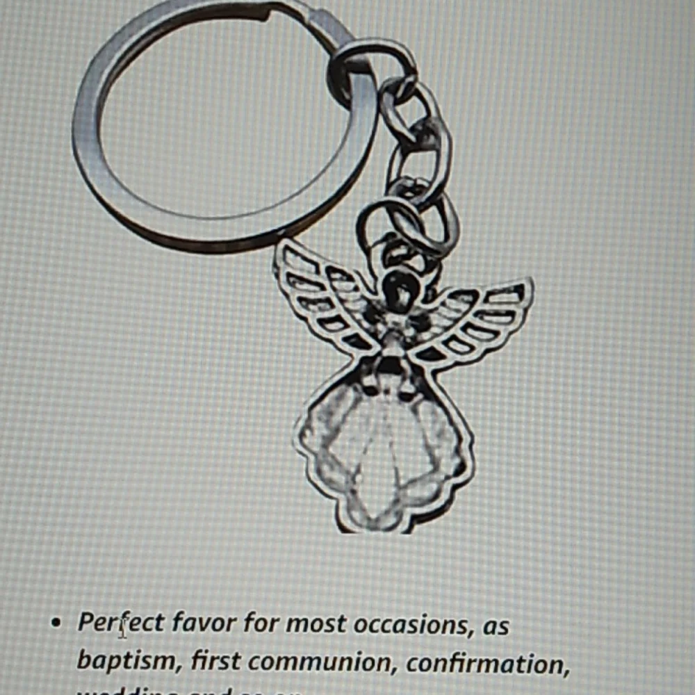 Phaeton Silver Tone Guardian Angel Charm Keychain 1 x 3 1/4 inch total w keyring